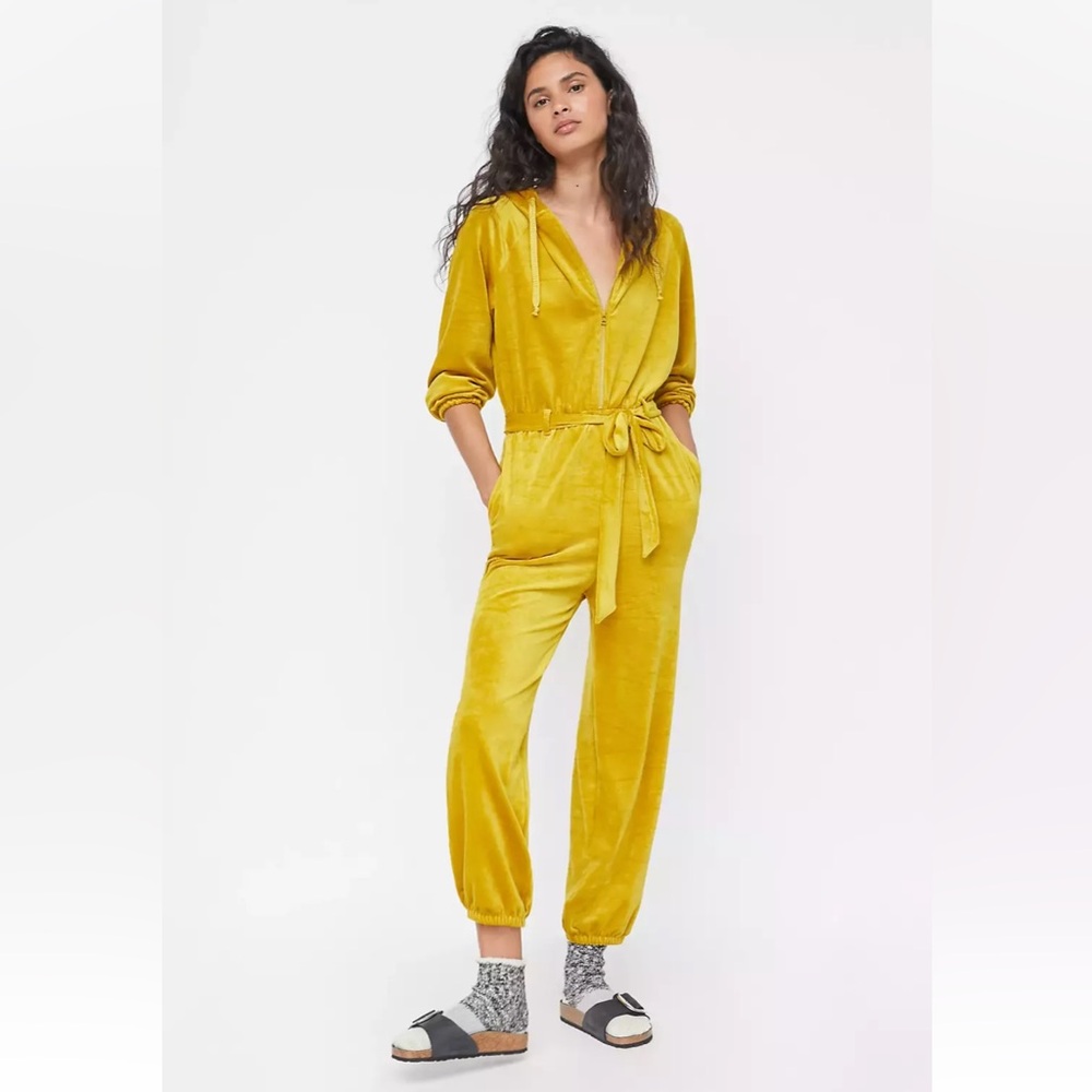 Anthropologie Yellow Hooded Jumpsuit
